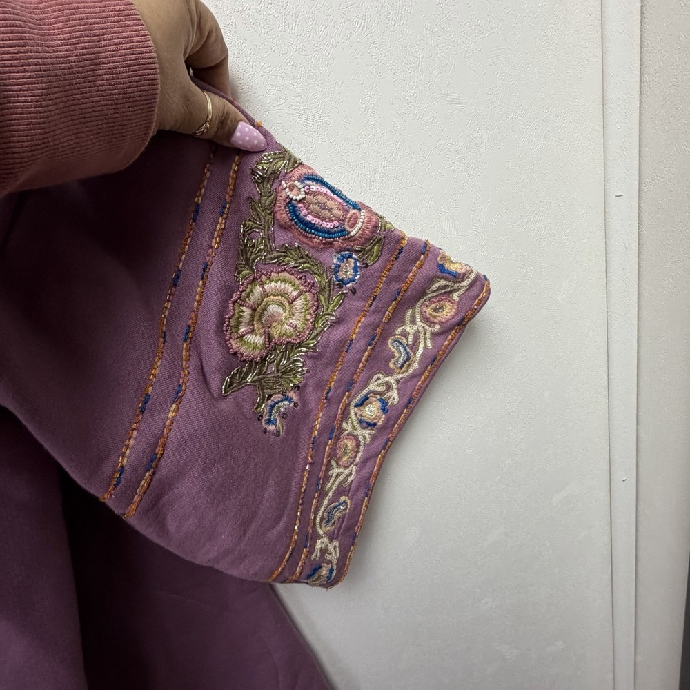 Aratta Juliette Embellished French Terry Kimono One Size Floral Boho‎ Hippie - Picture 12 of 13
